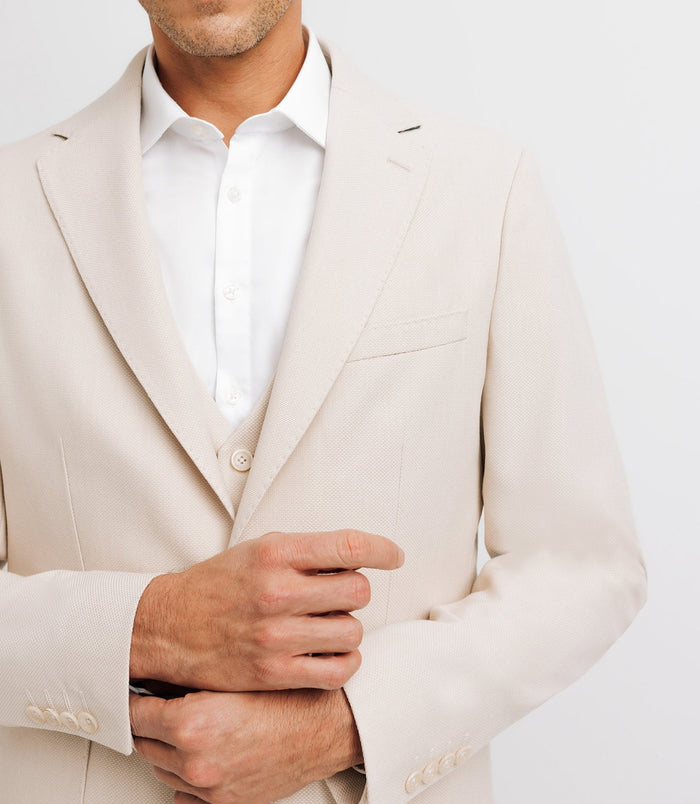 Izac Veste Casual Armurée Effet Nid D'abeille écru