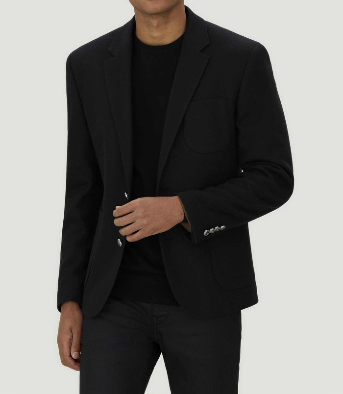 izac Veste casual en laine mélangé noir "Inattendu"