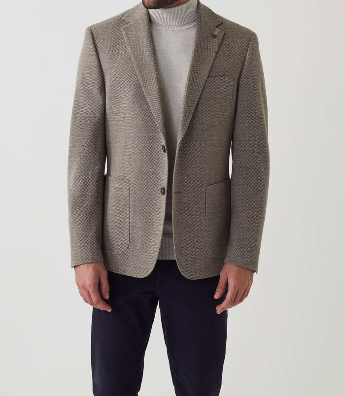 Izac Veste Casual En Maille Faux Uni Beige "Reflet"