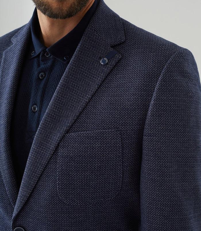 Izac Veste Casual En Maille Faux Uni Marine "Reflet"