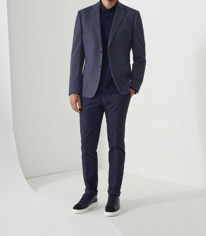 izac Veste casual en maille faux uni marine "Reflet"