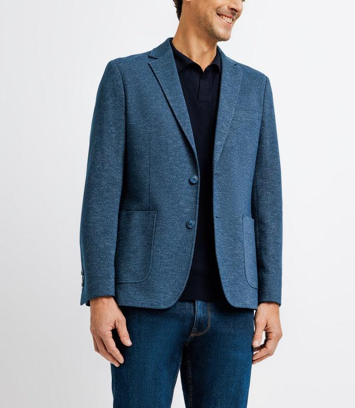 Izac Veste Casual Maille Piquée Bleu Indigo
