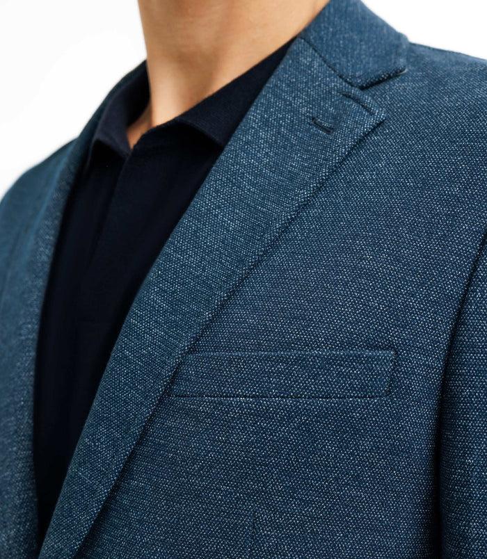 Izac Veste Casual Maille Piquée Bleu Indigo