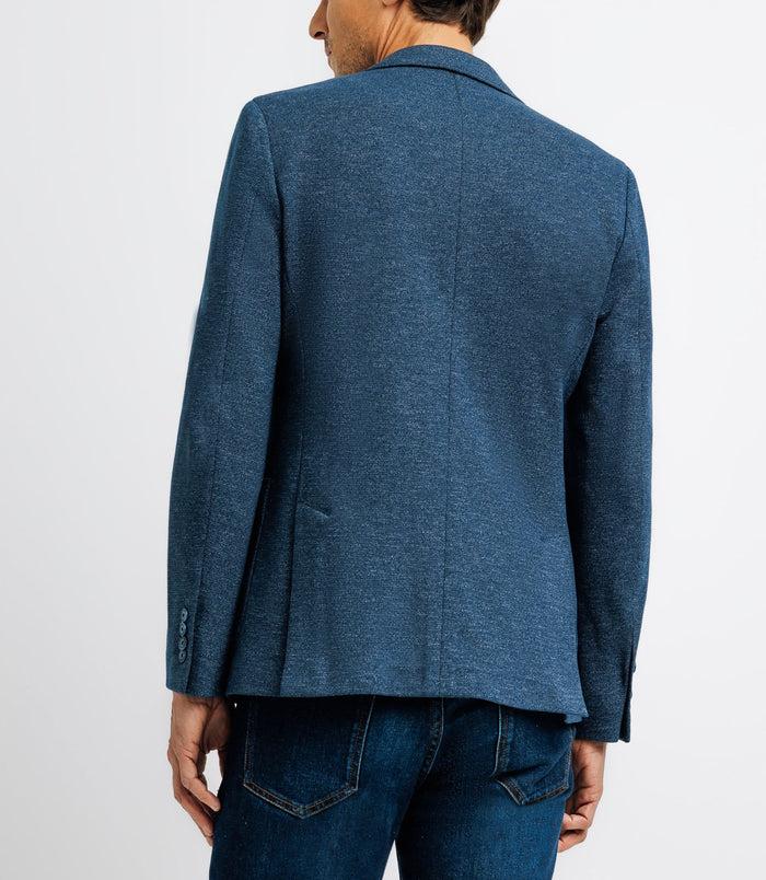 Izac Veste Casual Maille Piquée Bleu Indigo