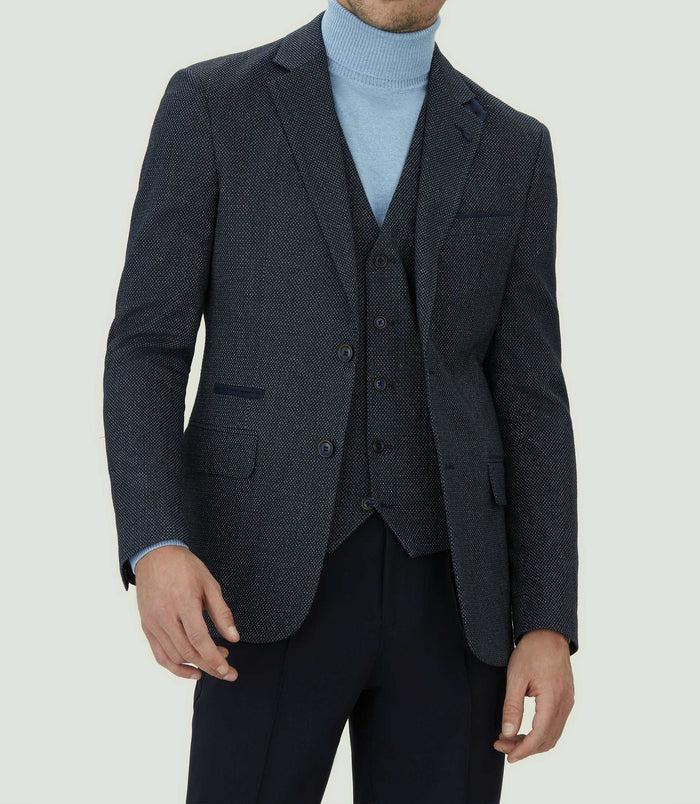 izac Veste casual marine détails suède "Incognito"