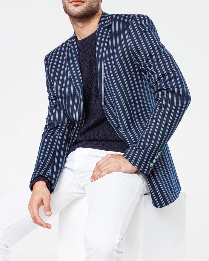 Izac Veste Casual Rayure Marine
