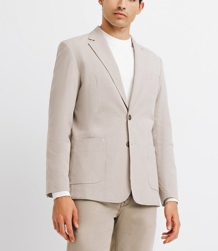 Izac Veste Casual Seersucker Beige