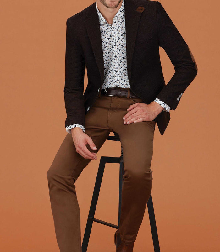 Izac Veste Casual Velours Marron "Iconique"