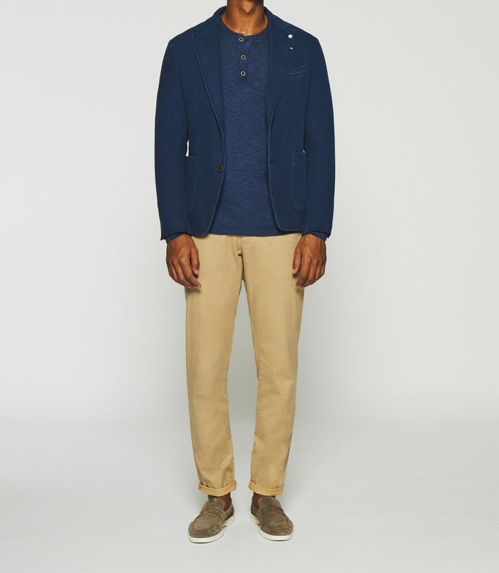 izac Veste en coton armuré bleu indigo ANDREAS