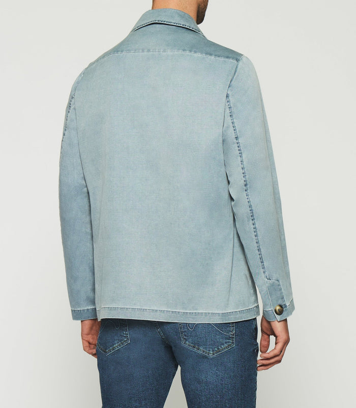 Izac Veste En Coton Lin Bleue AQUA