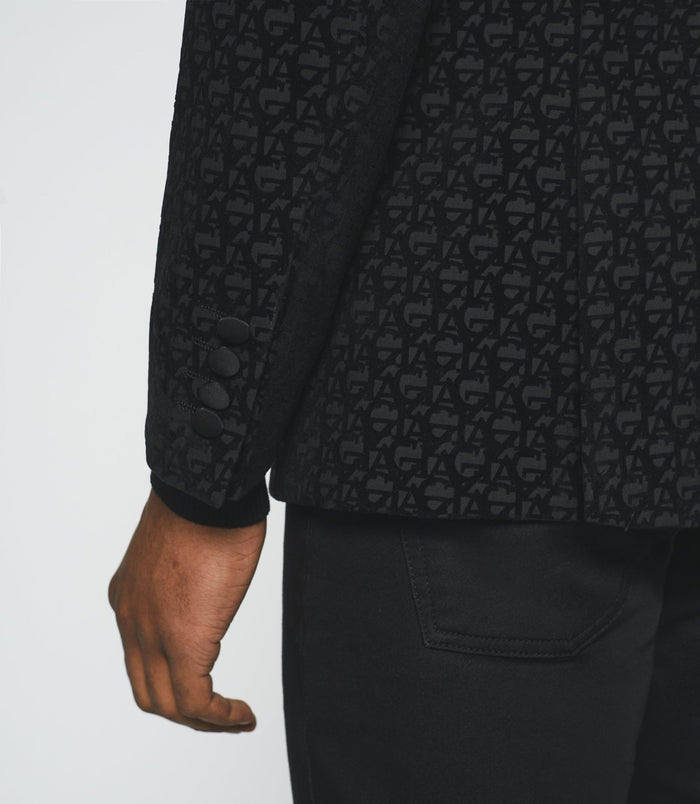 Izac Veste En Velours Col Châle Noir SENSATION