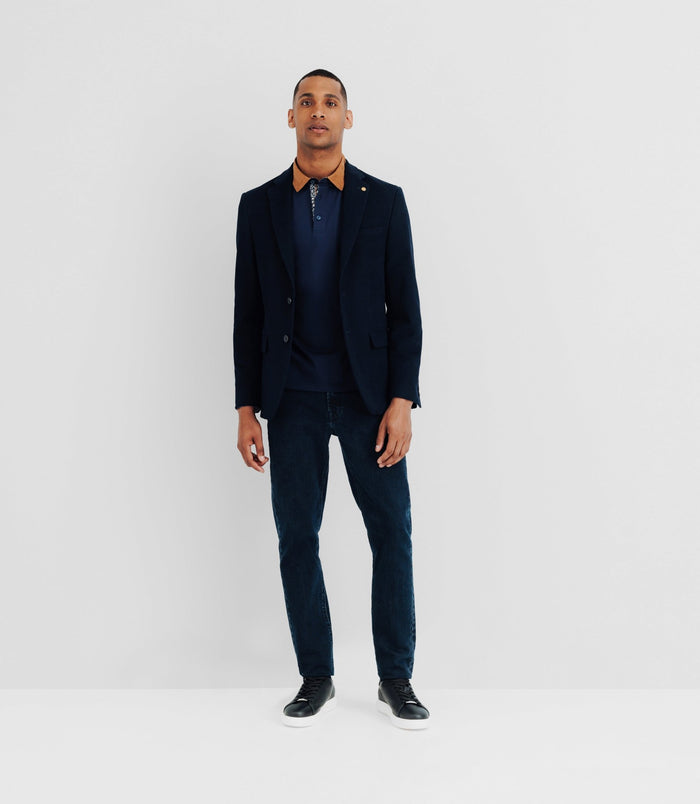 izac Veste en velours fantaisie marine