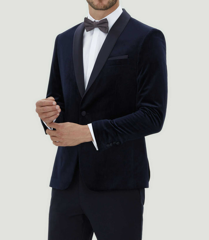 izac Veste en velours marine "Empire"