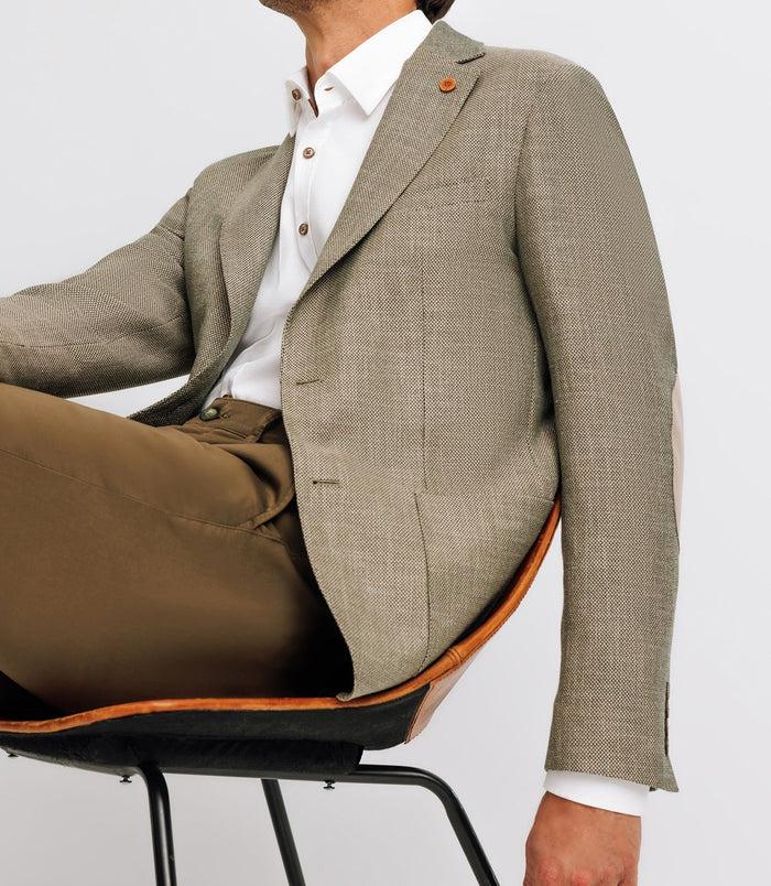 Izac Veste Kaki Et Beige En Lin à Coudières