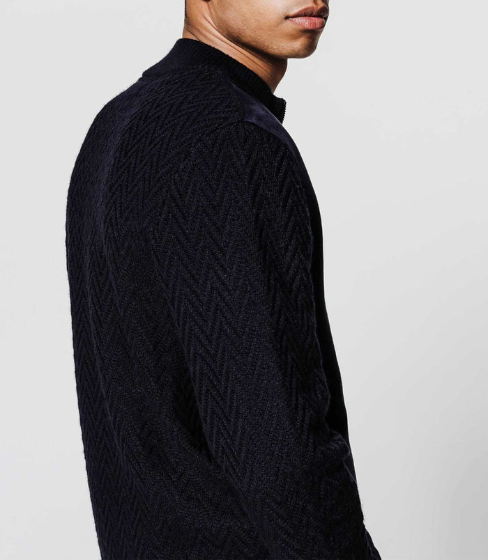 Izac Veste Maille Et Suédé Marine