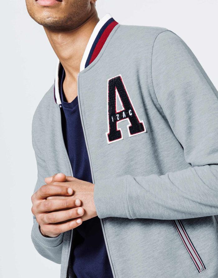 izac Veste pull Col Teddy Gris Chiné