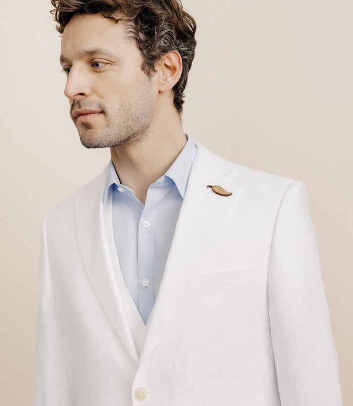 Izac Veste Ville 100% Lin Séparable Blanche