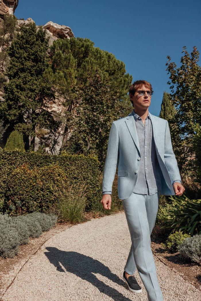 izac Veste ville 100% lin séparable bleu ciel