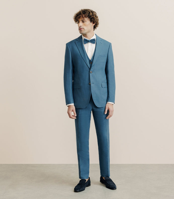 Izac Veste Ville 100% Lin Séparable Bleu Vert