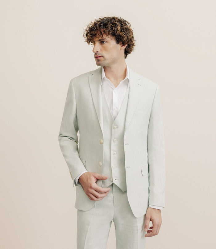 Izac Veste Ville 100% Lin Séparable Vert Eau