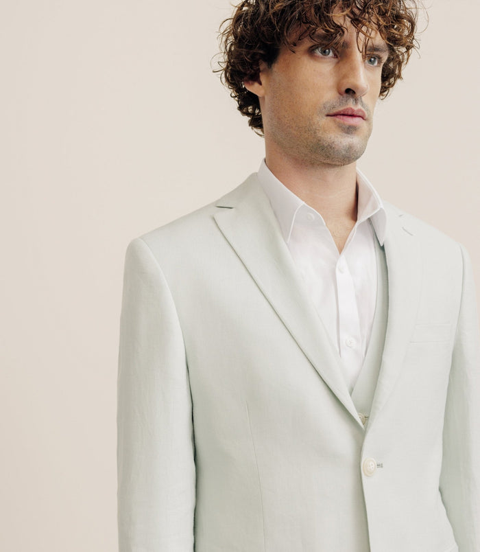 Izac Veste Ville 100% Lin Séparable Vert Eau