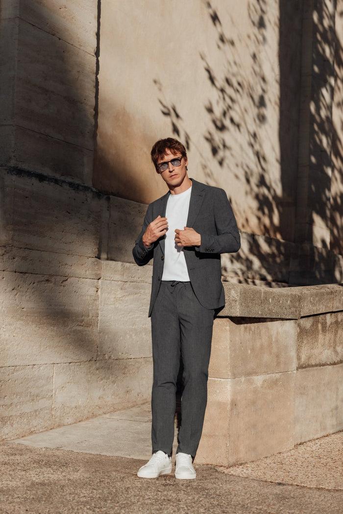 izac Veste ville 2 boutons bleue