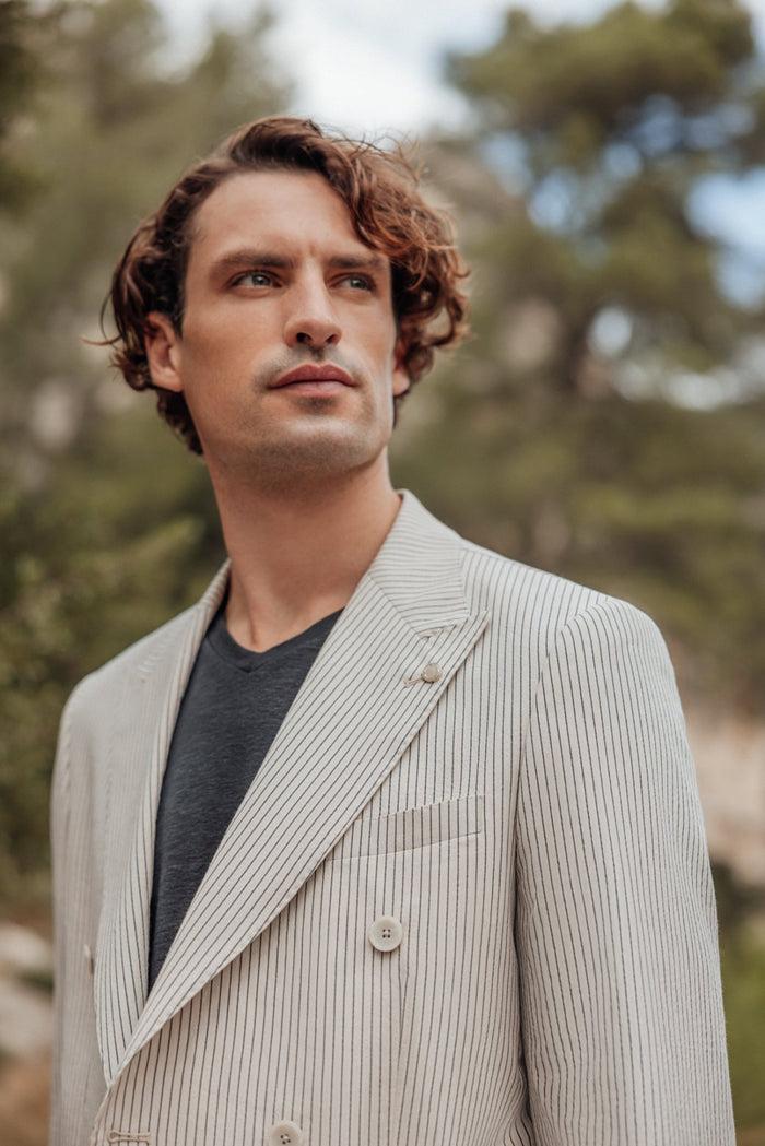 Izac Veste Ville Croisée 6 Boutons Beige