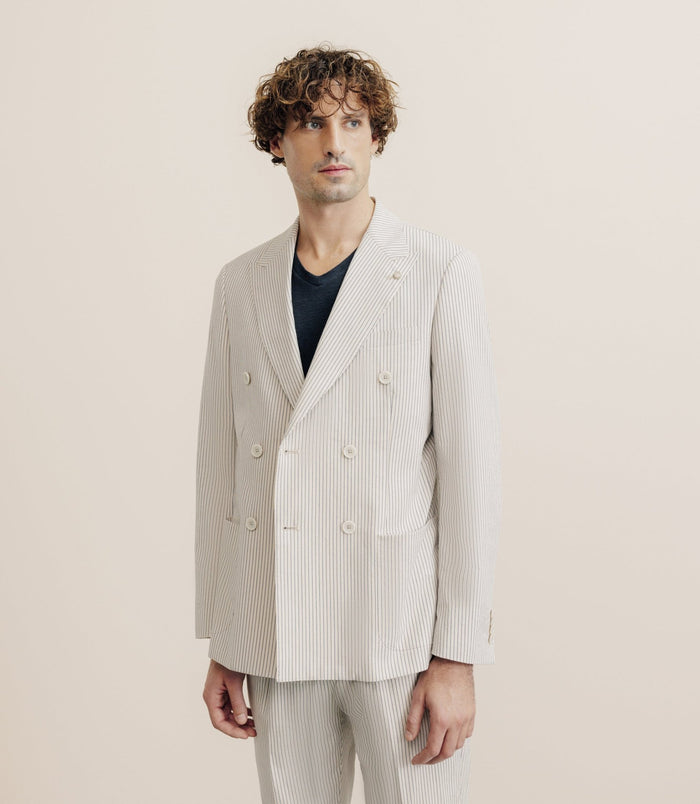 Izac Veste Ville Croisée 6 Boutons Beige