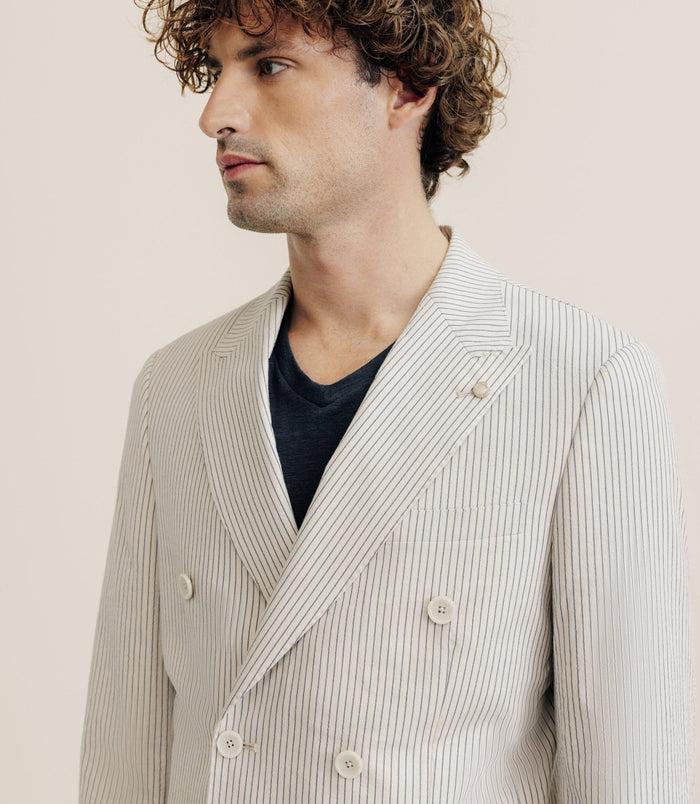 Izac Veste Ville Croisée 6 Boutons Beige