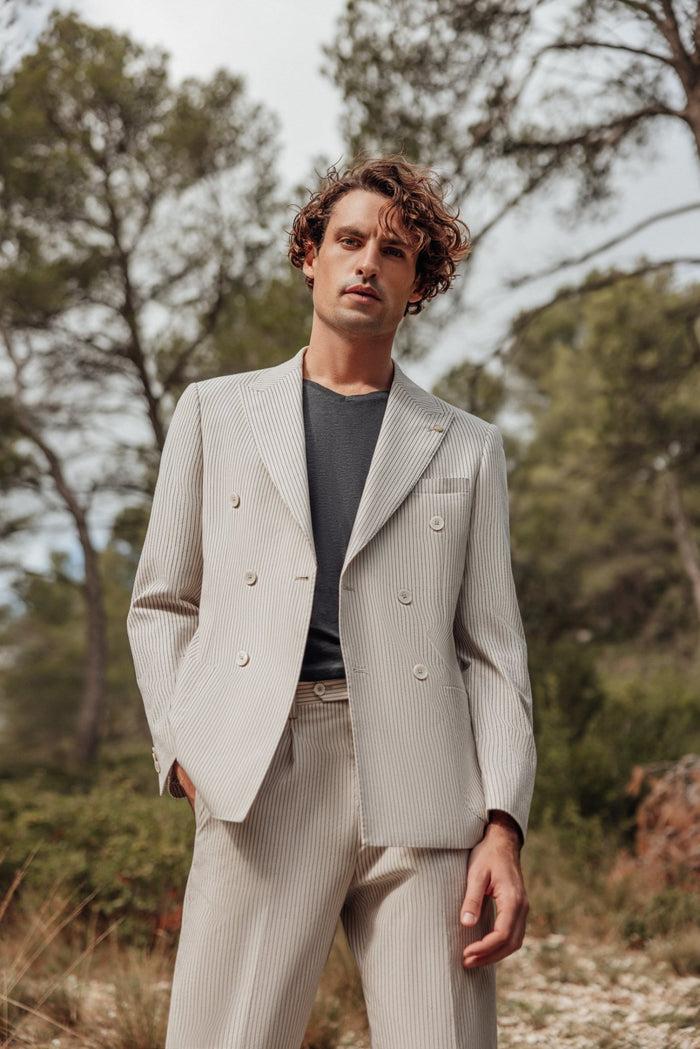 izac Veste ville croisée 6 boutons beige