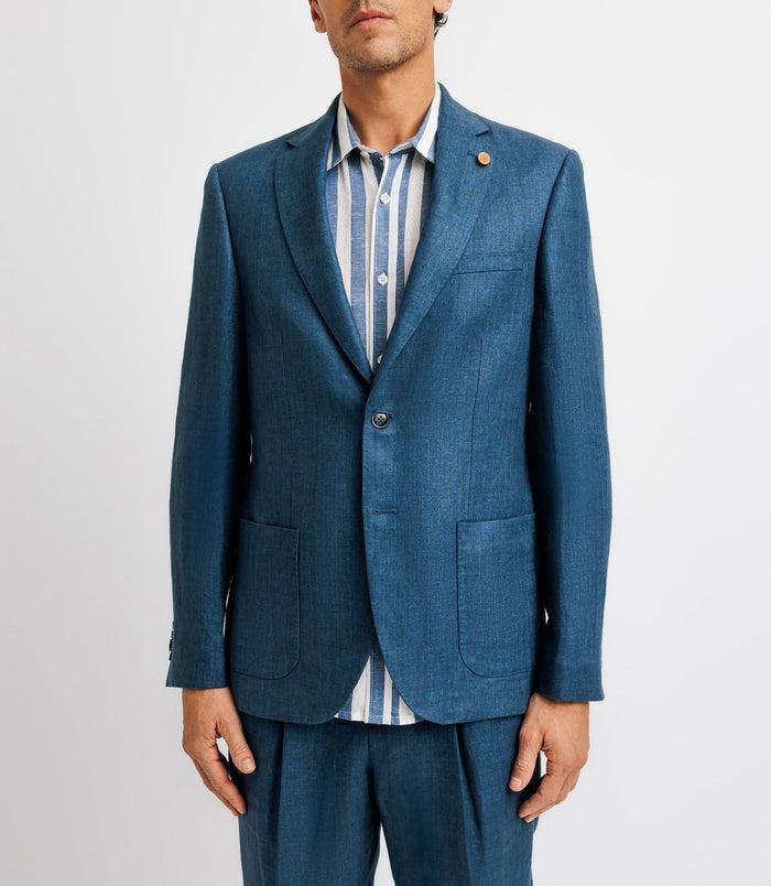 Izac Veste Ville Séparable 100% Lin Bleu Indigo