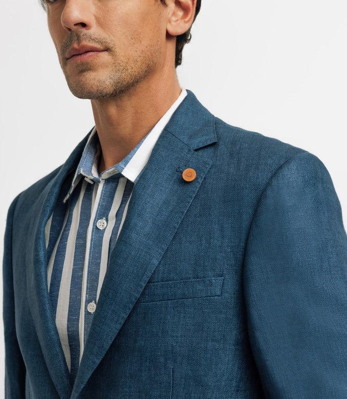 Izac Veste Ville Séparable 100% Lin Bleu Indigo