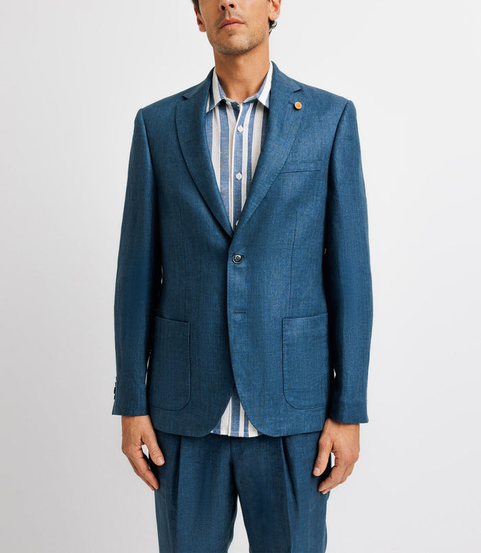 Izac Veste Ville Séparable En Lin Bleu Indigo