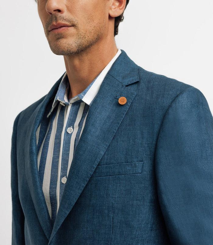 Izac Veste Ville Séparable En Lin Bleu Indigo