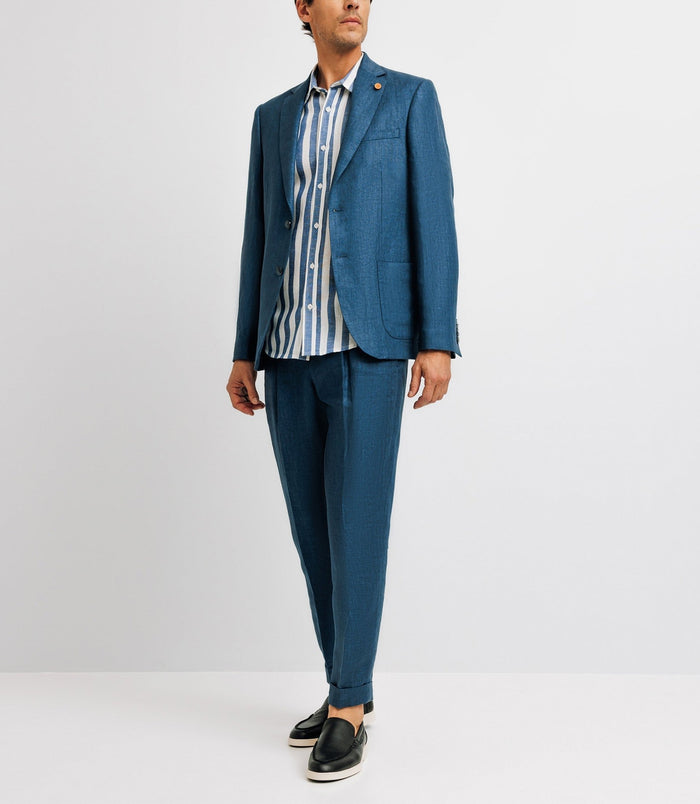 izac Veste ville séparable en lin bleu indigo