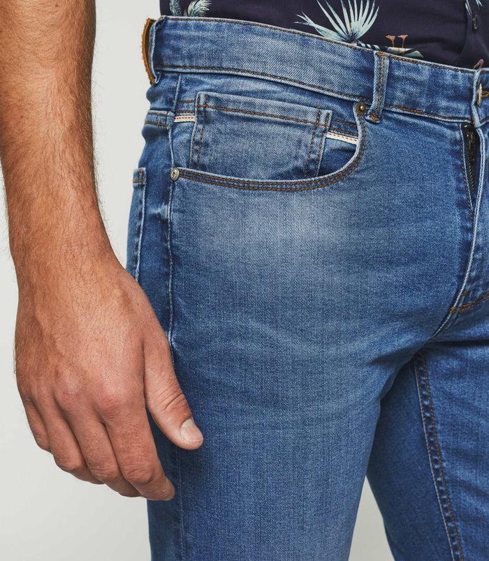 Izac Jean Slim Délavé En Coton Recyclé Bleu Moyen "Toride"