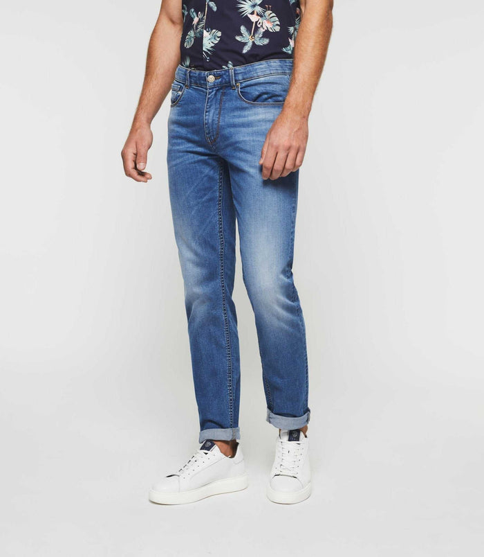 Izac Jean Slim Délavé En Coton Recyclé Bleu Moyen "Toride"