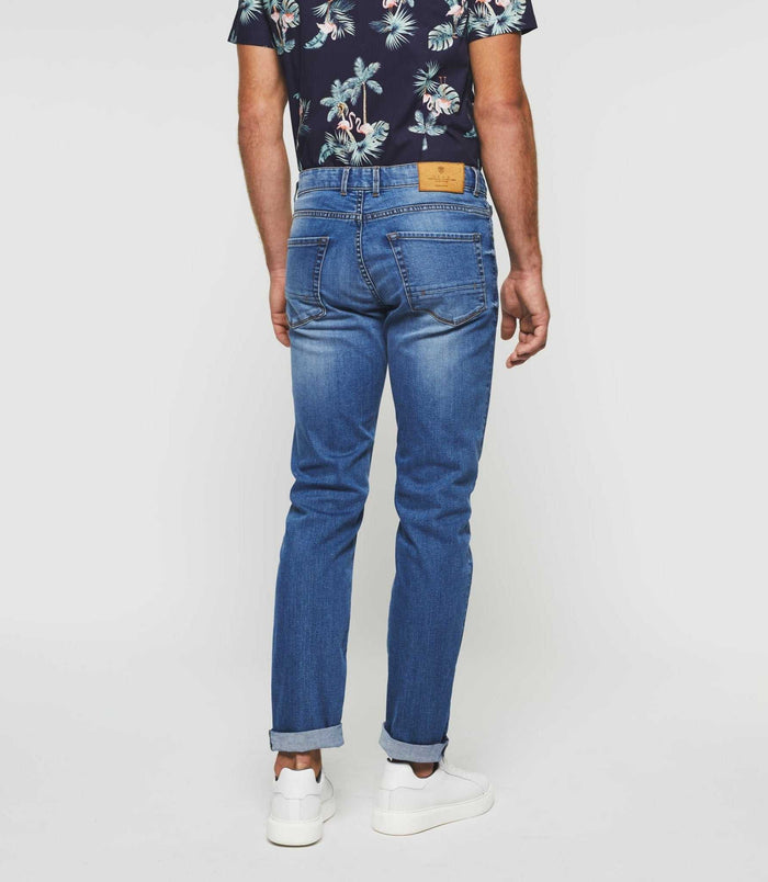 Izac Jean Slim Délavé En Coton Recyclé Bleu Moyen "Toride"
