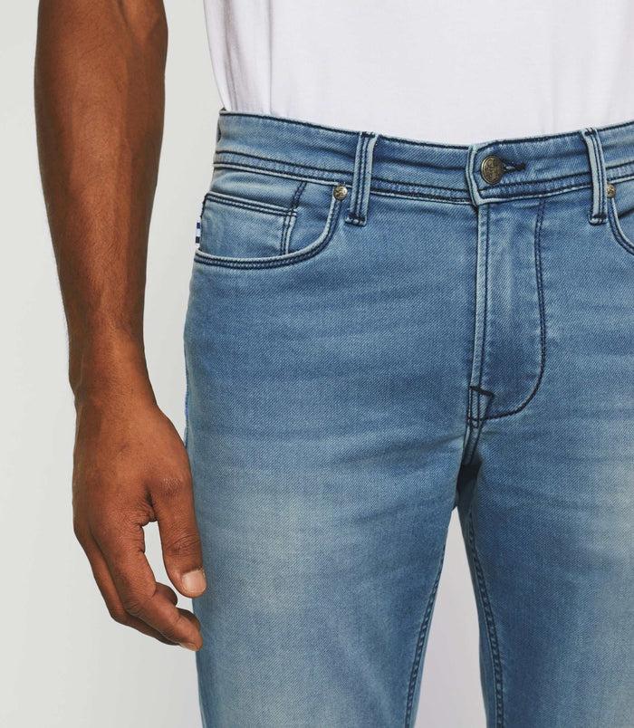Izac Jean Super Slim En Molleton Bleu Délavé "Toupie"