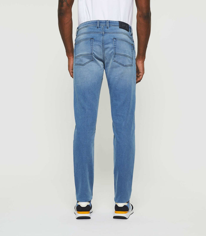 Izac Jean Super Slim En Molleton Bleu Délavé "Toupie"