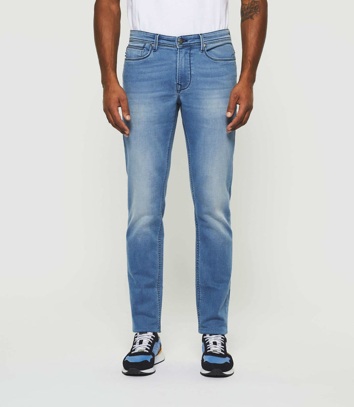 izac Jean super slim en molleton bleu délavé "Toupie"