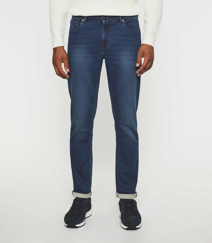 izac Jean super slim en molleton bleu moyen ETERNELLE