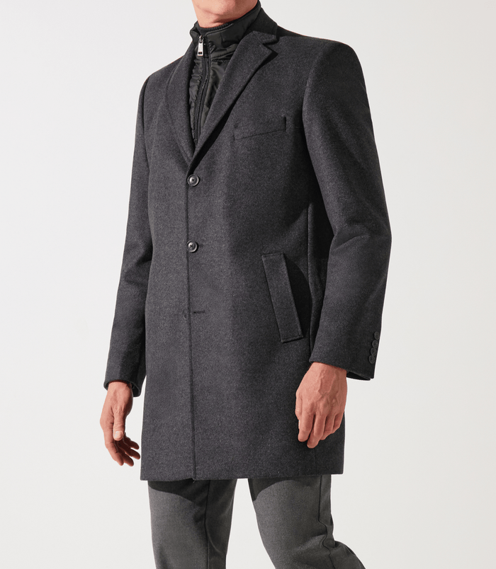 Izac Manteau En Laine Et Cachemire Gris Anthracite ISAO