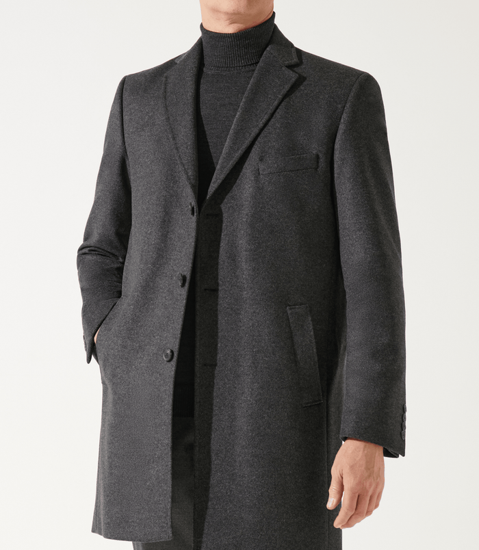 izac Manteau en laine et cachemire gris anthracite ISAO