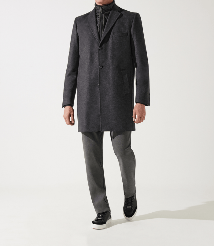 izac Manteau en laine et cachemire gris anthracite ISAOBT