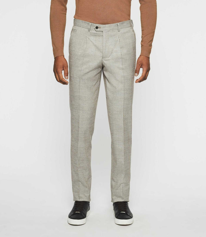 izac Pantalon à carreaux esprit Prince de Galles beige FSWING