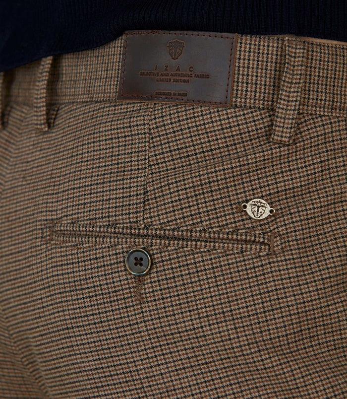 Izac Pantalon Chino Esprit Lainage Beige Foncé "Chelby"