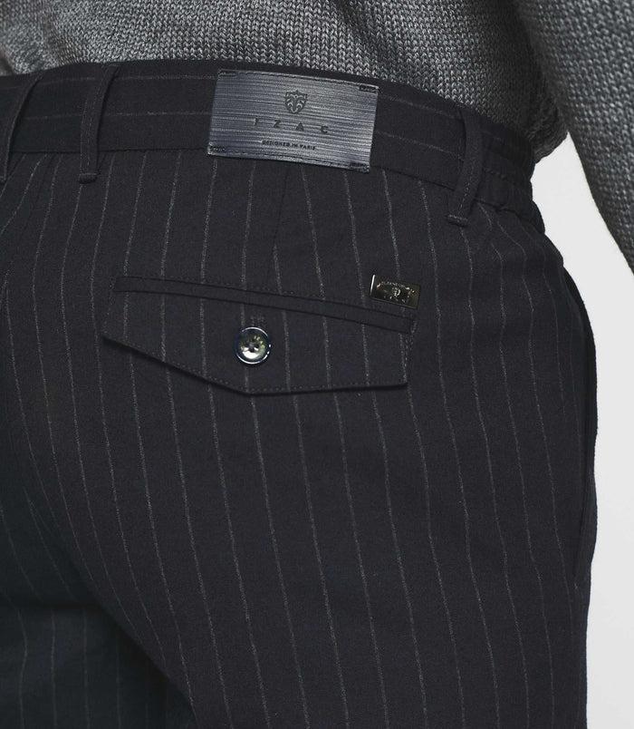 Izac Pantalon Chino Taille élastique Marine VERTICAL