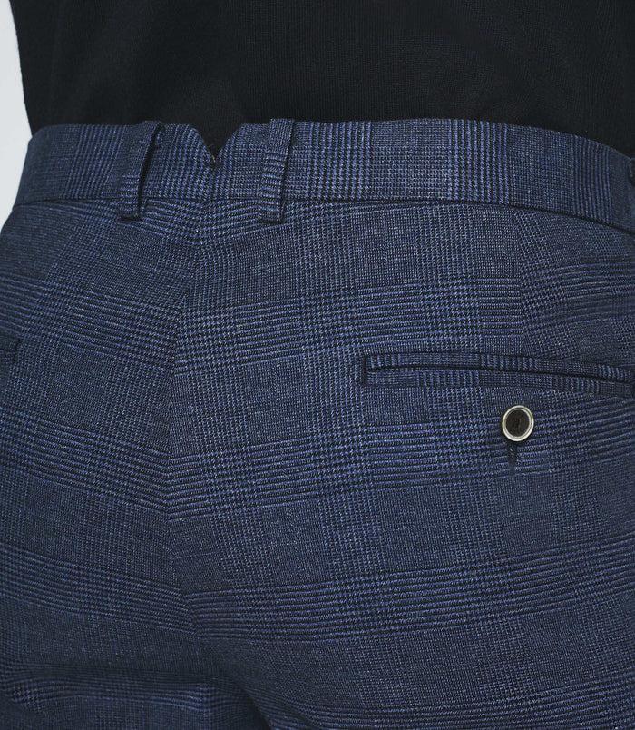 Izac Pantalon Ville à Carreaux Esprit Prince De Galles Marine FSWING