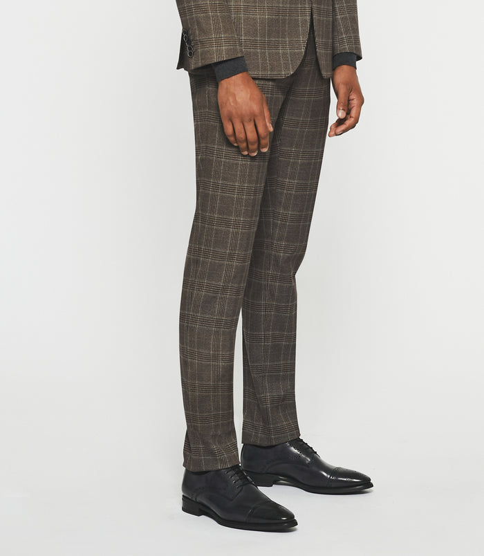 izac Pantalon ville à carreaux esprit Prince de Galles bordeaux FSEPIA